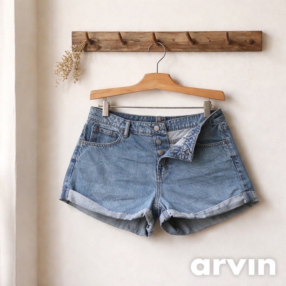 Vanilla Star Denim Shorts Womens 13 Blue Excellent Button Y2K High Rise V32829 7